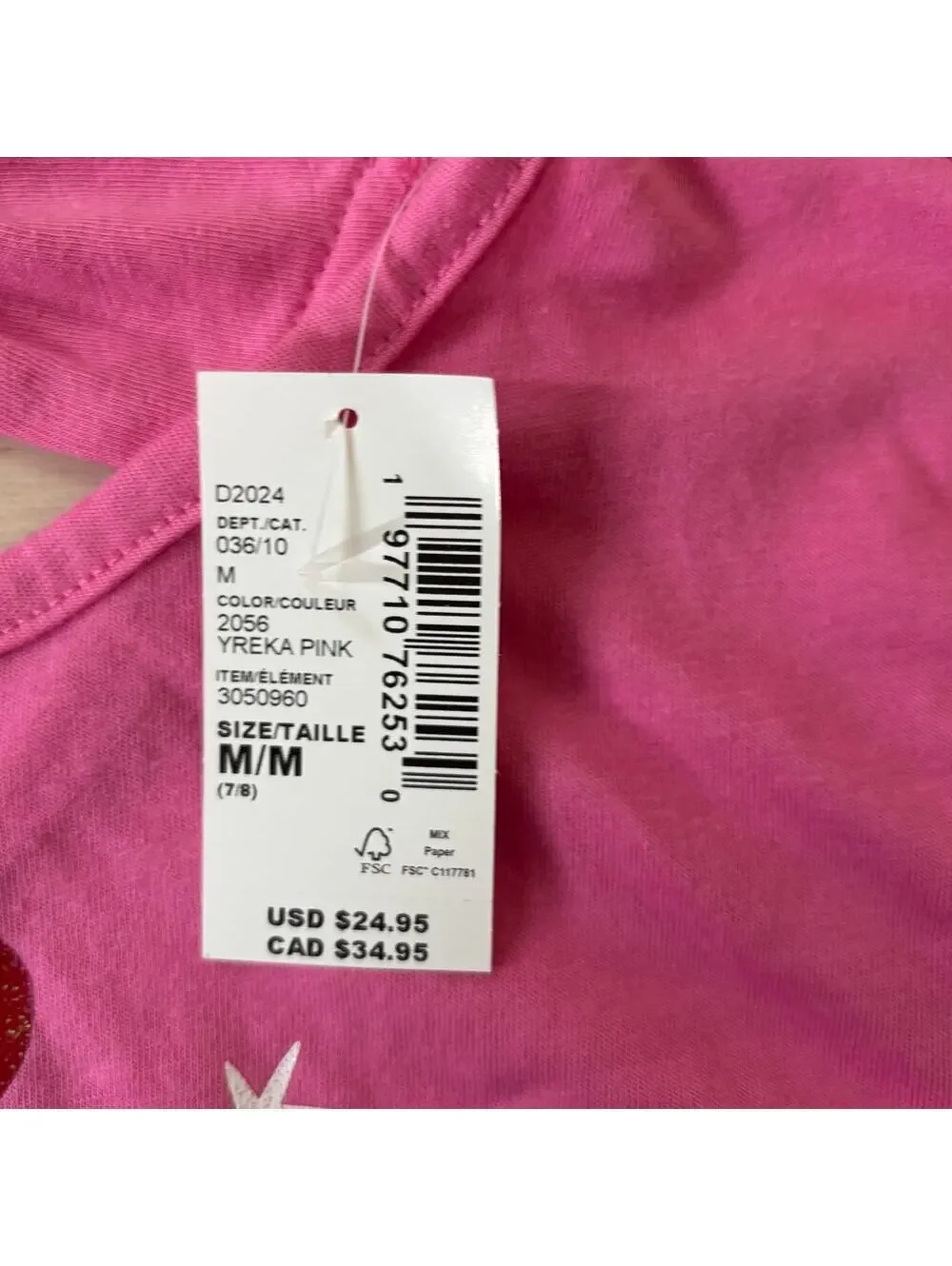 The Children's Place NWT Girls' Cherry Graphic Bow Back Top Pink Size M